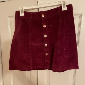 Maroon mini corduroy skirt